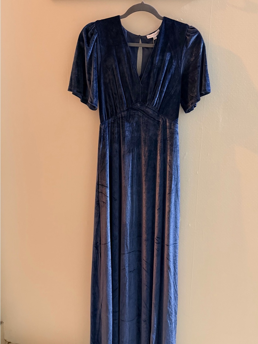Baltic Born Navy Velvet Maxi Dress with V-Neck